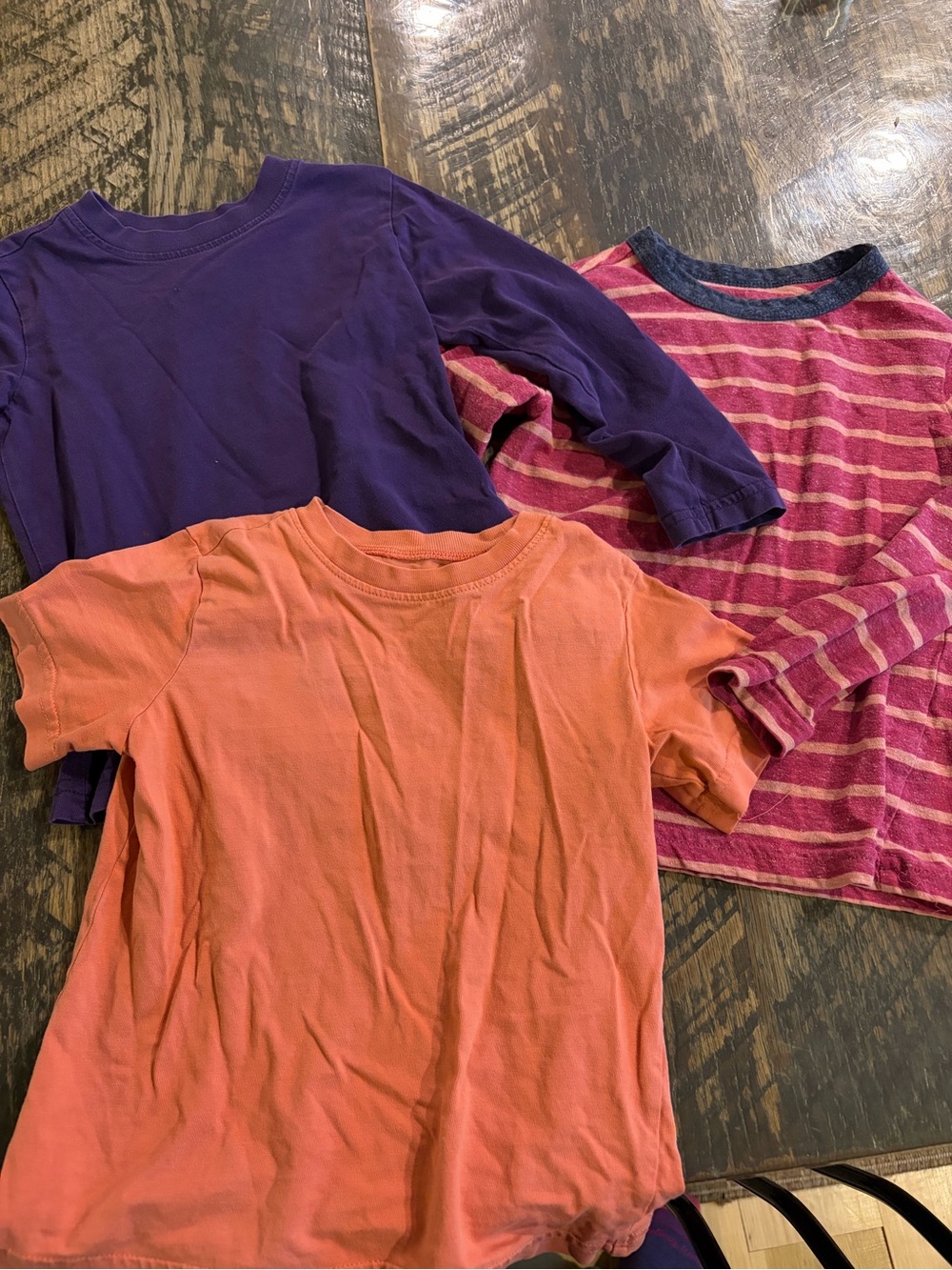Primary Kids Tees in Purple, Coral & Pink Stripe